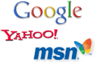 Google, Yahoo, MSN search engines